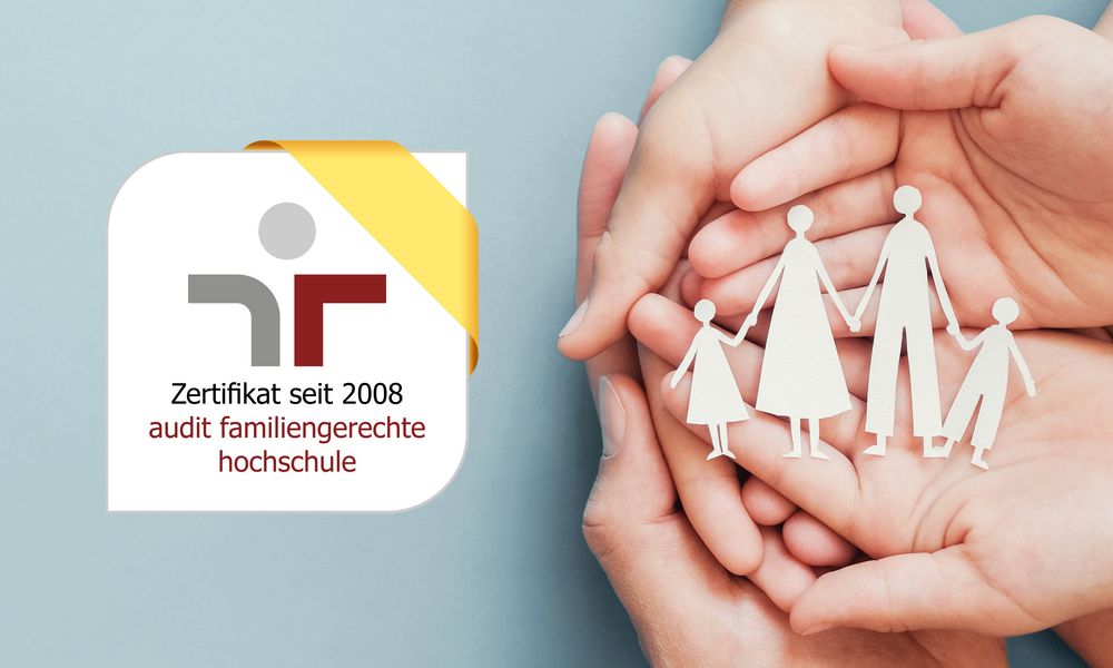 Foto zeigt aufeinanderliegende Hände, die einen Papierschnitt einer Familie halten 