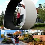 Collage aus zwei Bildern. Auf einem Bild springt eine Studentin im Looping und schmeißt eine WHZ-Tasche in die Luft. Auf dem anderen Bild gehte eine Studentin mit WHZ-Rucksack über den Campus.