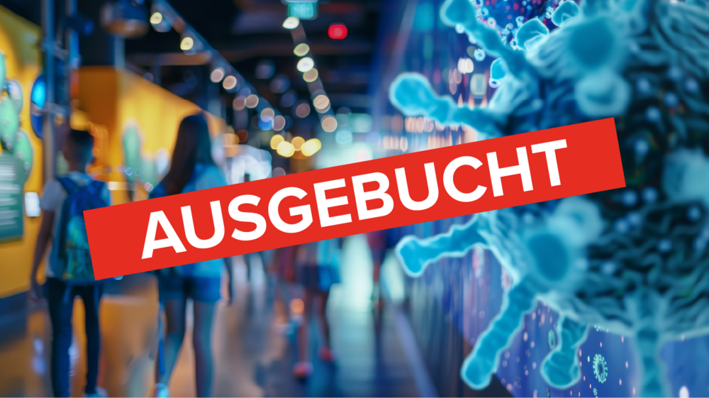 Symbolbild: Schulkinder und herum schwebende Viren