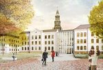 Visualisierung eines Gebäudekomplexes, Mischung aus alt und neu.