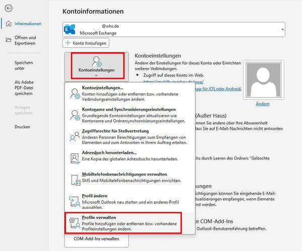 Bild zur Beschreibung des Anlegens eines neuen Outlook-Profils.