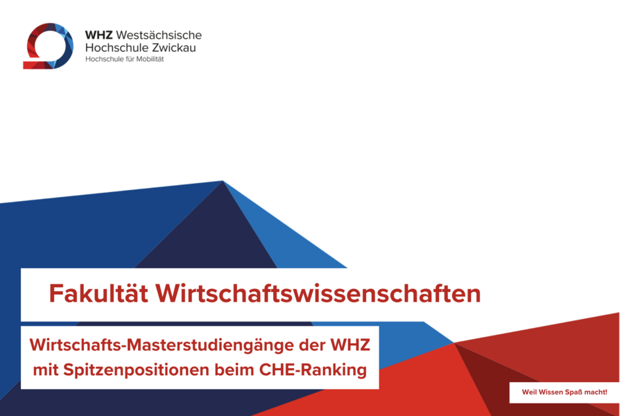 Abbildung: WHZ, Fakultät Wirtschaftswissenschaften, Masterstudiengänge