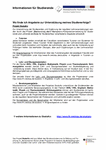 Informationsblatt für Studienanfänger