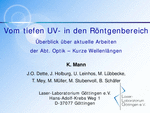 PDF: Präsentation. Titel: Vom tiefen UV- in den Röntgenbereich. Überblick über aktuelle Arbeiten der Abt. Optik – Kurze Wellenlängen.
