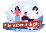 Grafische Darstellung einer Gruppe von Menschen bei der Nutzung digitaler Medien
