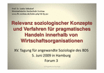 PDF: Relevanz soziologischer Konzepte und Verfahren für pragmatisches Handeln innerhalb von Wirtschaftsorganisationen.