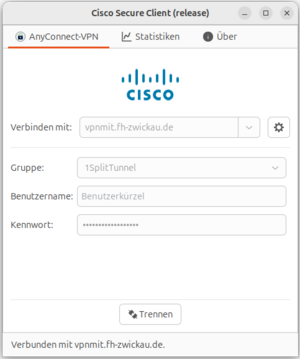 Verbunden Fenster Cisco Secure Client