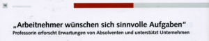 Foto: Screenshot einer Überschrift. "Arbeitnehmer wünschen sich sinnvolle Aufgaben".