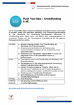 PDF: Information zum Workshop. Push Your Idea - Crowdfunding.