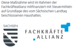 Logo: Freistaat Sachsen, Fachkräfteallianz, mitfinanziert durch Steuermittel
