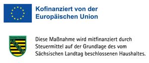 Logo EFRE-ESF LO in Kombination mit EU-Logo und Sachsen Signet
