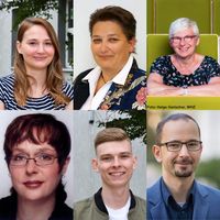 Collage: Personen, Fotos von 4 Frauen und 2 Männern