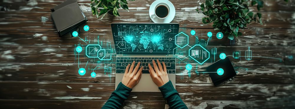 picture: A person using technology for communication and collaboration. source: AdobeStock/degimages