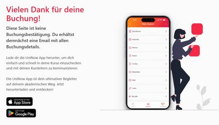 Screenshot Buchungssystem des Hochschulsport - Buchungsbestätigung