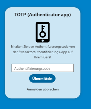 Screenshot: Zwei-Faktor-Authentifizierung - Schritt 4