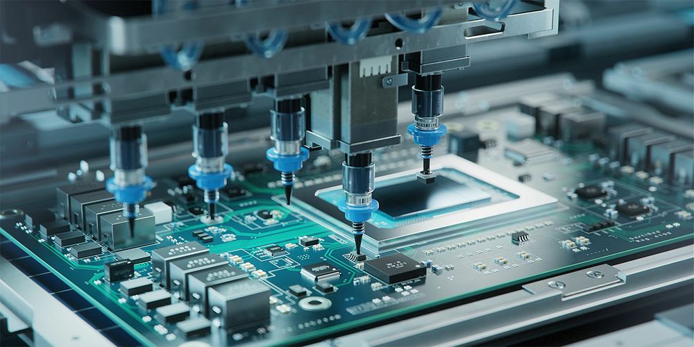 Image: An automatic placement machine quickly and precisely places electronic components on a complex circuit board. source: sweetBun_Factory/Adobestock
