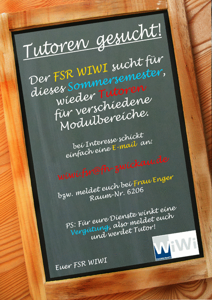 Foto: Ein Plakat. Tutoren gesucht.