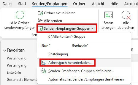 Bild zur Beschreibung der Aktualisierung des Offline-Adressbuchs von Outlook.