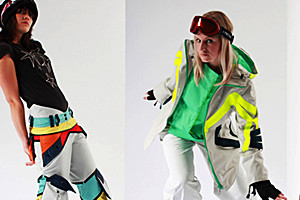 Fotocollage: 2 Models präsentieren Mode.