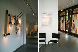 Fotocollage: 3 Bilder. Innenansichten. Ausstellungseröffnung in Lichtenwalde