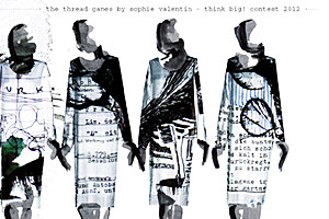 Grafik mit 4 Models. Erfolgreiche Teilnahme der Studienrichtung Textilkunst/Textildesign