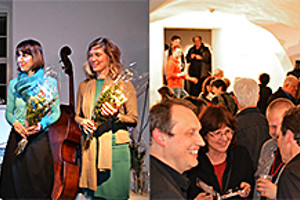 Fotoreihe: 2 Bilder. Großer Andrang herrschte in der Galerie Angewandte Kunst Schneeberg zum 5jährigen Jubiläum und zur Vernissage der Ausstellung "Routes"