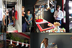 Fotocollage: Projekt "Junges Wohnen". Von Studenten gestaltete Musterwohnung ist zu besichtigen.