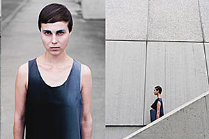 Fotocollage: Studienrichtung Modedesign präsentiert aktuelle Projekte zur Techtextil/Texprocess in Frankfurt /Main. Projekt Functional Ridingwear, Projekt Urban Scooter, Bachelor-Abschlussarbeit Alienation.