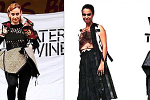 Foto: 2 Bilder. Am 14. September präsentierten Schneeberger Modestudenten ihr "Upcycling Project" auf dem Sommerfest der Berliner Stadtmission.