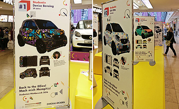 Foto: Ausstellung. Smart automobil wird zum Kunstobjekt für Schneeberger Studenten.