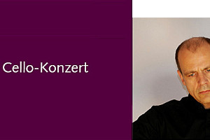 Infobanner: Bachs Suiten für Violoncello solo. Mann mit Streichinstrument.