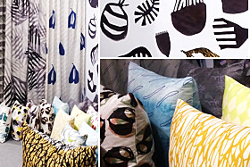 Fotocollage: Schneeberger Textildesign-Studenten stellen auf Messe "Heimtextil" in Frankfurt aus.