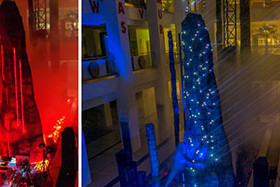 Fotoreihe: Spektakulärer Sound und bombastische Lightshow. Livekonzert im Atrium des Chemnitzer Kulturkaufhauses Tietz. 