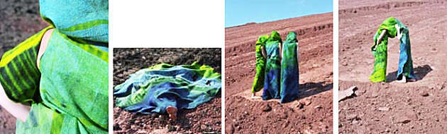 Fotoreihe: Filzobjekte in der Landschaft. Adele Todemann - Gefilzte Hüllen – Erkundungen in Farbe und Form