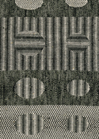 Foto 5: Studienarbeiten. Auschnitt textiles Muster mit gewebten Kreisen.