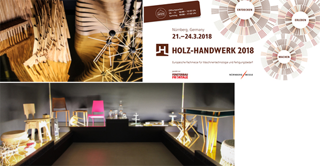Foto: Fachmesse "Holz-Handwerk" Nürnberg, diverse Möbelstücke aus Holz