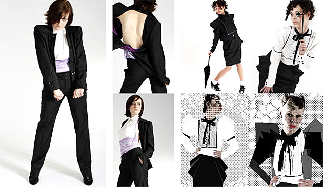 Fotocollage 2 zum Thema: Klassik. Models präsentieren das Modedesign. Projekt Modedesign 2010, 5. Semester - Modul AKS 250 – Bekleidungskonstruktion/ -technologie: Klassik Modul AKS 250 – Digitale Darstellungstechniken