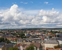 Foto des Stadtkerns von Zwickau aus der Luft aufgenommen