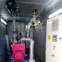Foto: BHKW-Prufstand im Inneren eines Kontainers des Projektes H2Flex 