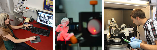 Bannerfoto: Fotoreihe mit drei Bildern. Impressionen zur Physikalischen Technik (Bachelor)