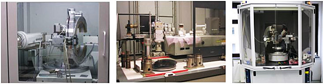 Fotoreihe: Drei Bilder über Geräte zur Röntgentechnik.