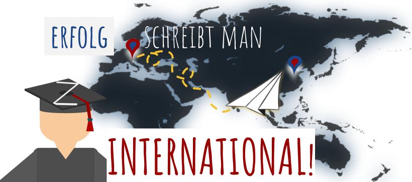Titelbild mit dem Spruch: "Erfolg schreibt man international"
