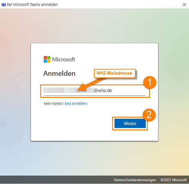 Bild Nr. 1: Anleitung zur Anmeldung Microsoft Teams.