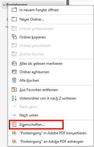 Bild zur Beschreibung zum automatischen Archivieren in Outlook.