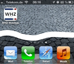 Bild 3 welches das einstellen eines Schnellzugriffes der WebApp für iOS Systeme zeigt
