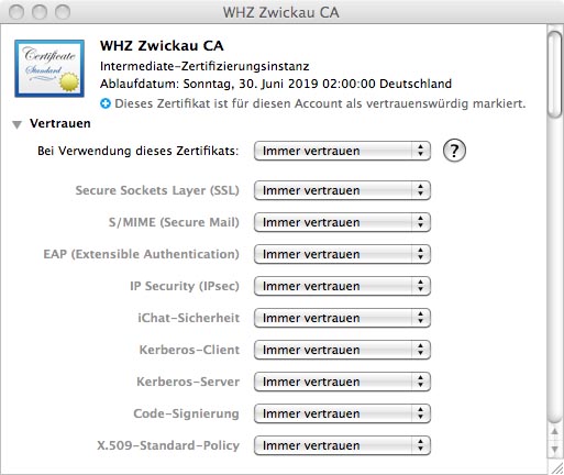 Bild welches die Konfiguration von Eduroam in iOS zeigt.
