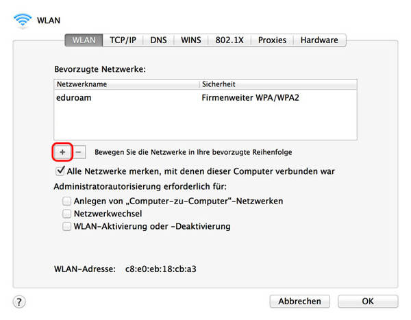 Bild welches die Konfiguration von Eduroam in iOS zeigt.