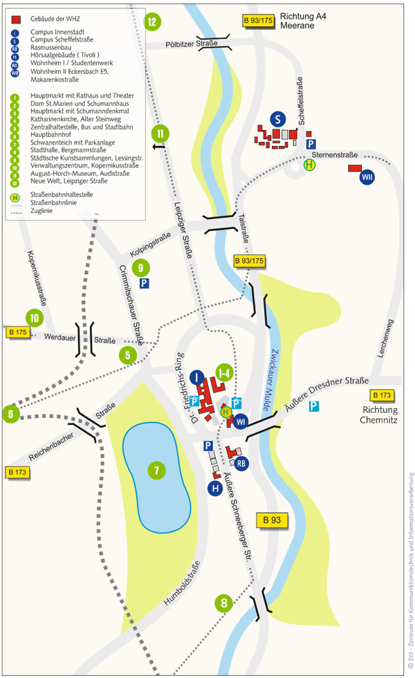 Lageplan der WHZ - Zwickau