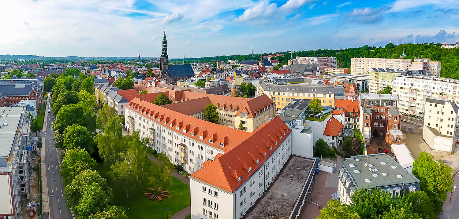 Titelbild Über uns, Ansicht Zwickau Campus Innenstadt 