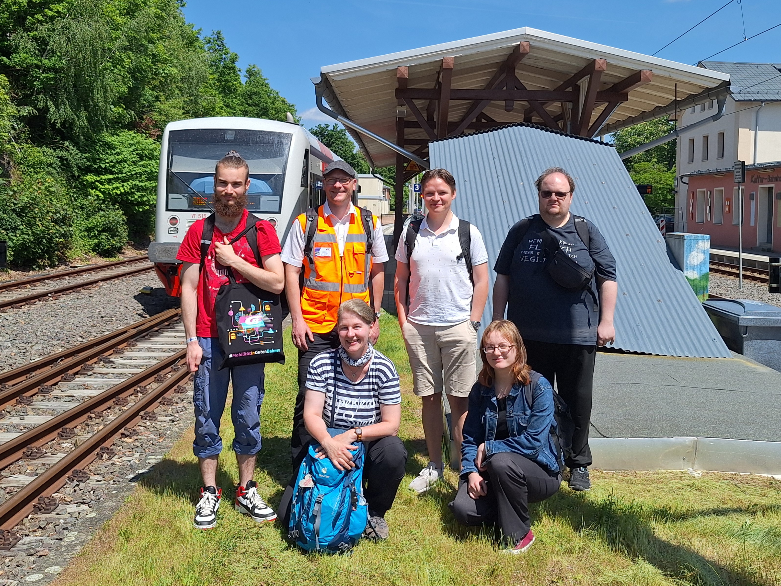 Die Seminargruppe am Bahnhof Stollberg.